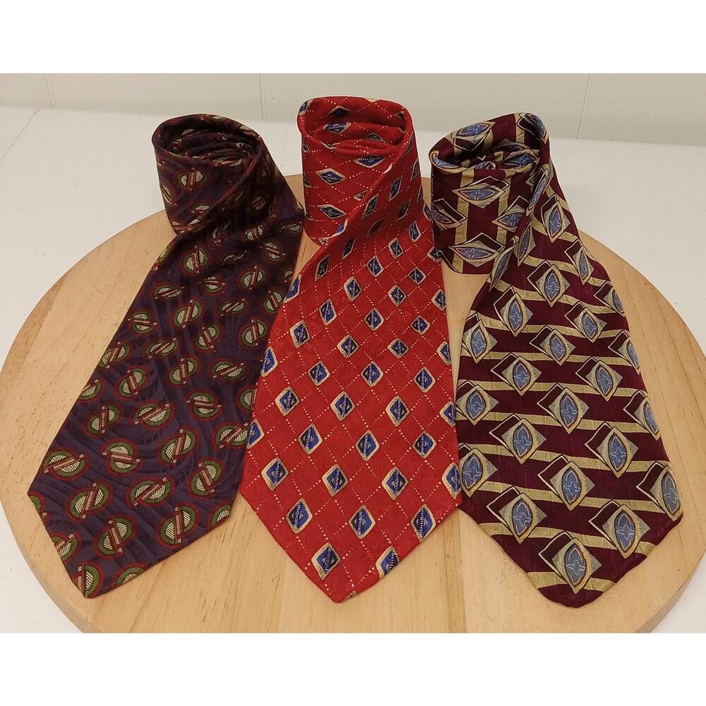 Set Of 3 Robert Talbott Ties Men's Claymore 100% Silk USA Geometric